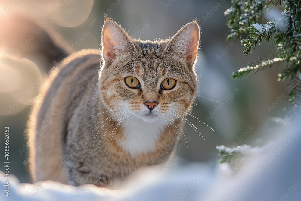Cheerful tabby feline displaying its teeth in a close-up viewpoint. Beautiful simple AI generated image Cheerful tabby feline displaying its teeth in a close-up viewpoint. Beautiful simple AI generated image
