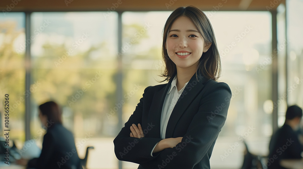 腕組みをする若手のアジア人会社員05 腕組みをする若手のアジア人会社員05