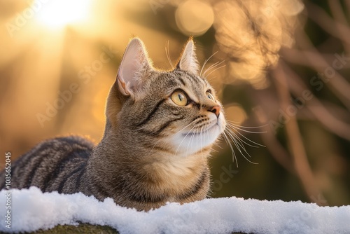 Wallpaper Mural Close-up of a curious tabby cat in an autumn field.. Beautiful simple AI generated image Torontodigital.ca