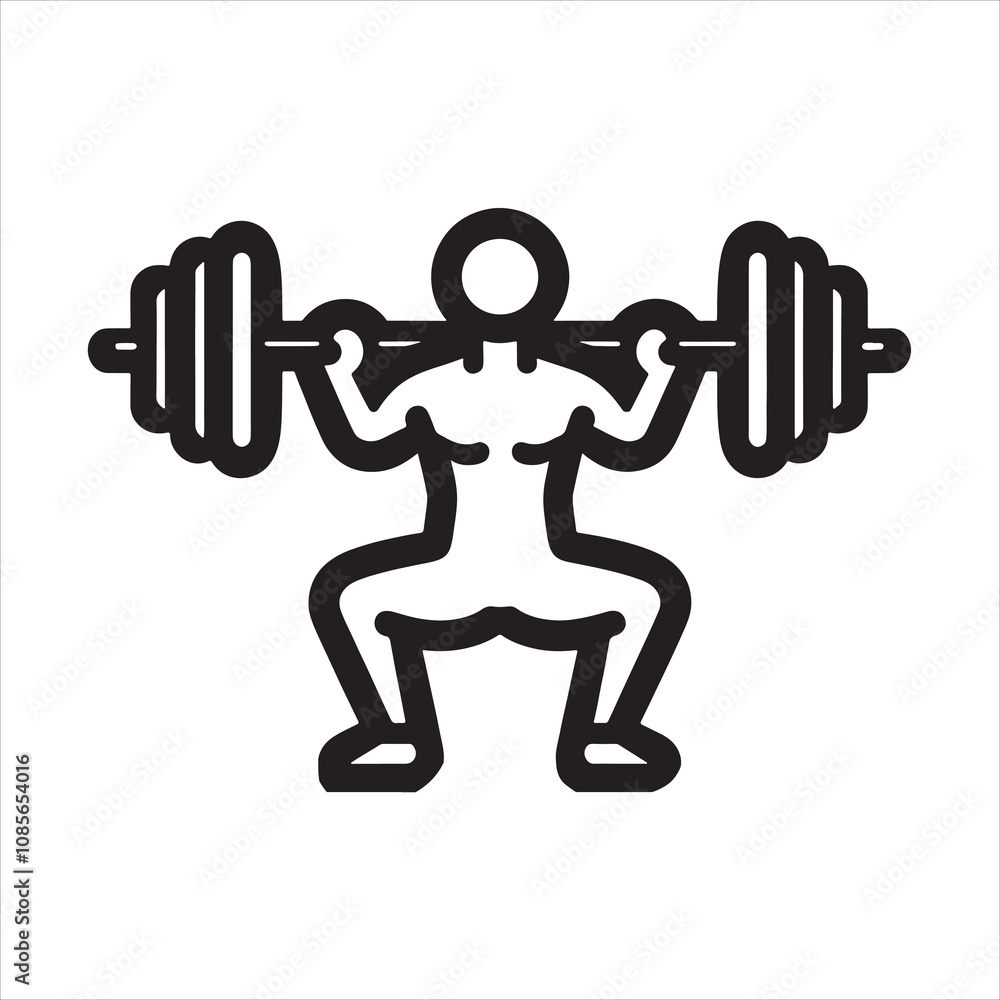 strength training icon linear silhouette on white background
strength training icon linear silhouette on white background