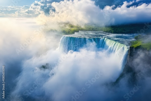 Biebrza Natural Park - foggy sunrise over Biebrza river. . Beautiful simple AI generated image