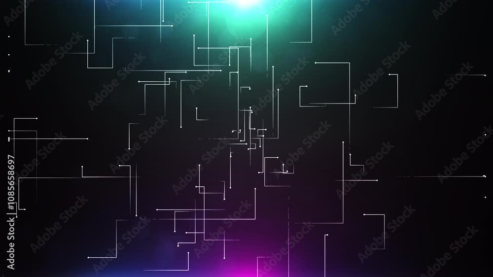 Neon Circuit Grid Animation Loop with Dark Background Neon Circuit Grid Animation Loop with Dark Background