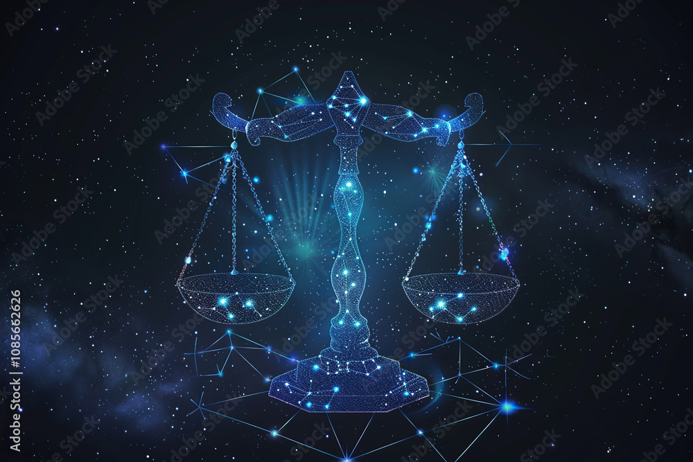 Astrological composition with concept of Libra zodiac sign symbol Astrological composition with concept of Libra zodiac sign symbol