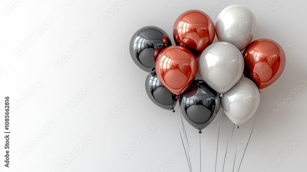 Colorful balloons in a bunch against a plain background