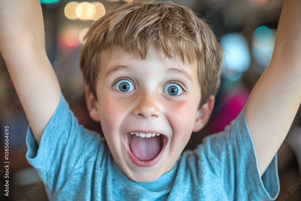 Joyful Child Expressing Excitement with a Big Smile Joyful Child Expressing Excitement with a Big Smile