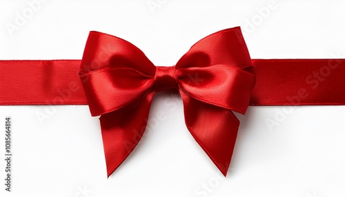 Red bow isolated on transparent or white background, png