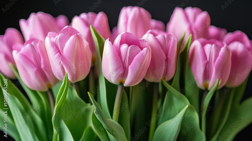 Women's Day pink tulip bouquet symbolizing beauty and spring. Feminine elegance. Women's Day pink tulip bouquet symbolizing beauty and spring. Feminine elegance.