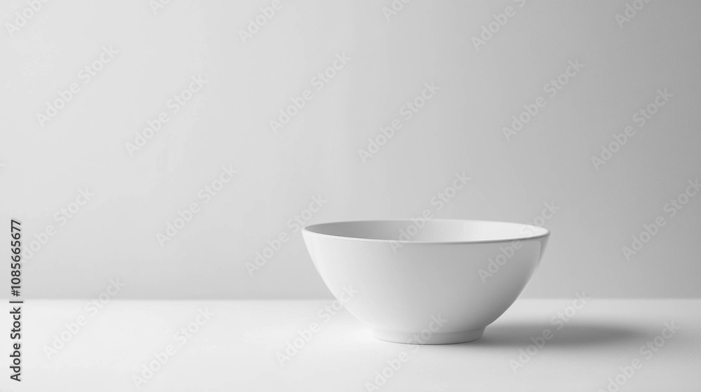 An empty white bowl on a white background An empty white bowl on a white background