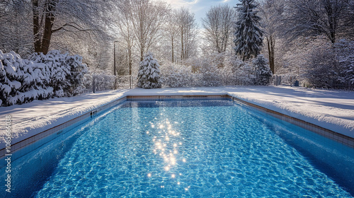 Obraz na płótnie Outdoor swimming pool in winter season w salonie