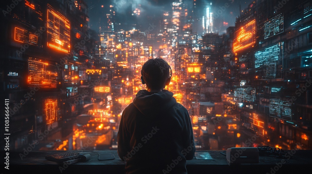 Ethical Hacker Monitoring Networks Glowing Data Streams Secure Nodes in a Futuristic Cybersecurity Visualization Ethical Hacker Monitoring Networks Glowing Data Streams Secure Nodes in a Futuristic Cybersecurity Visualization