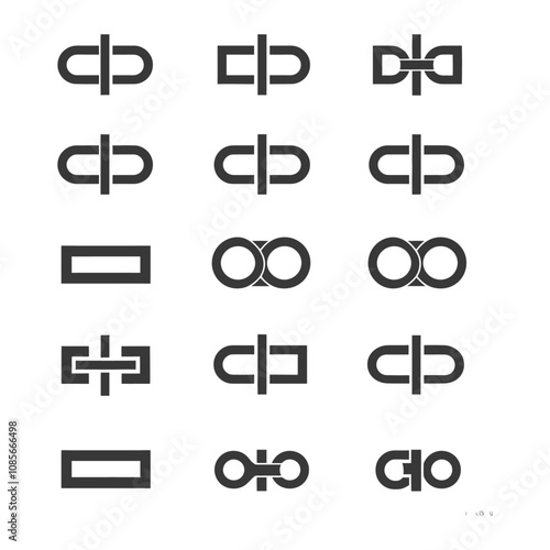 Variations of a Link or Chain Symbol in Black and White