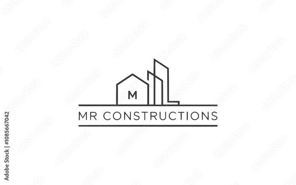 Naklejka premium Modern MR Construction Logo Design for Building and Engineering.