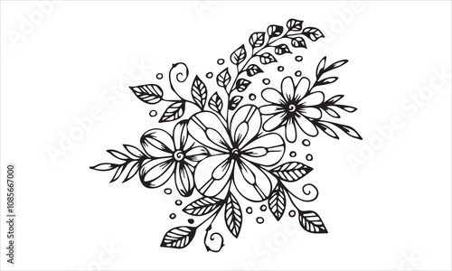 outline floral silhouette the floral made corner vector illustration Hand drawn lettering phrase, Silhouette,Isolated on white background