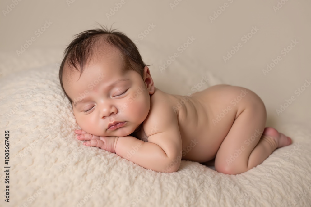 Peaceful sleeping newborn baby on soft blanket with gentle background. Peaceful sleeping newborn baby on soft blanket with gentle background.