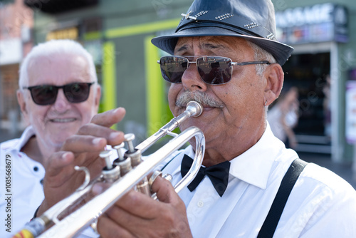 Photography Portrait of jazz artist outdoors concert