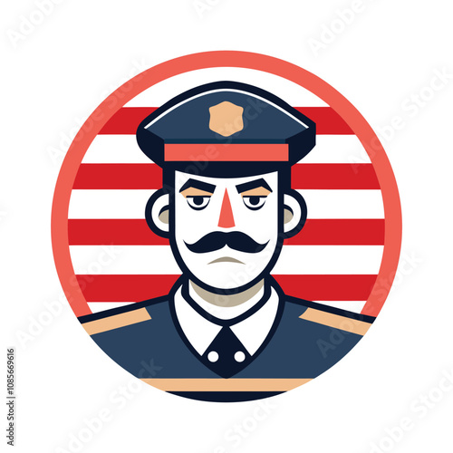 Police Officer Vector - Law Enforcement Silhouette with Badge, Minimalist Graphic for Public Safety & Authority Art