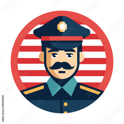 Police Officer Vector - Law Enforcement Silhouette with Badge, Minimalist Graphic for Public Safety & Authority Art