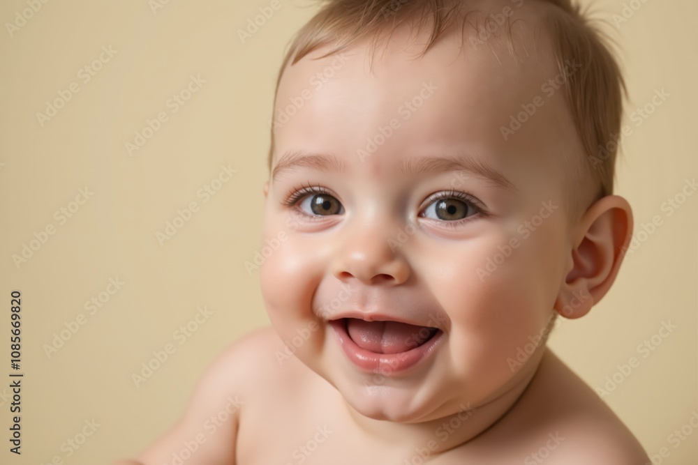 Adorable smiling baby with big brown eyes and joyful expression. Adorable smiling baby with big brown eyes and joyful expression.