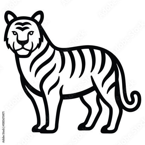 Solid color Indochinese Tiger animal vector design