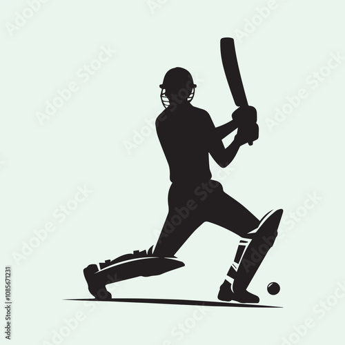 cricket man player logo vector, cricket man player silhouette vector icon black and white full body