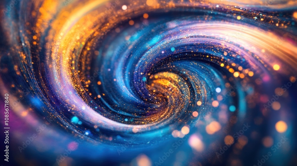 Abstract swirl of blue, gold, and purple, dynamic particles, artistic wallpaper, visual energy. Abstract swirl of blue, gold, and purple, dynamic particles, artistic wallpaper, visual energy.