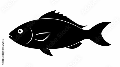 Tilapia fish vector silhouette black illustration on white background