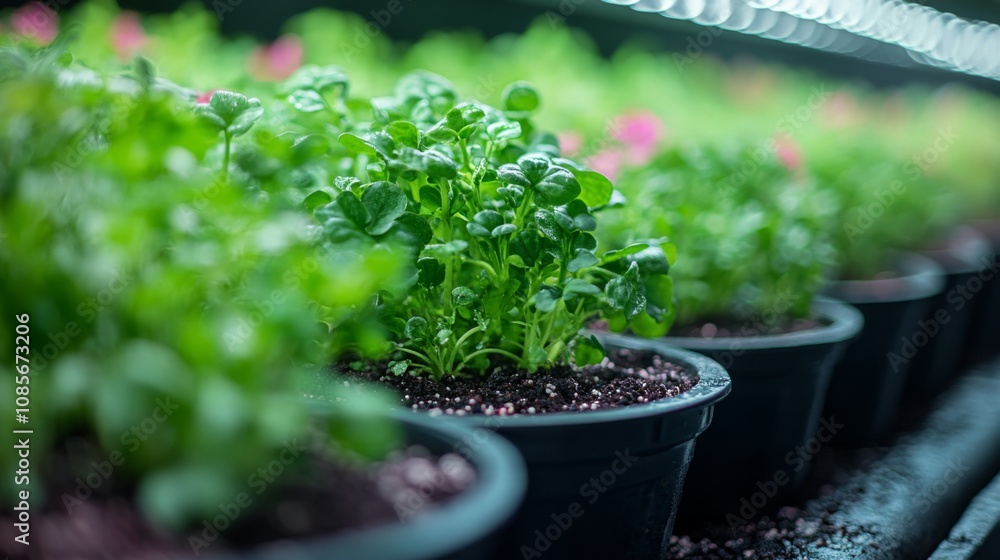 Rows of fresh green lettuce in a hydroponic garden Rows of fresh green lettuce in a hydroponic garden