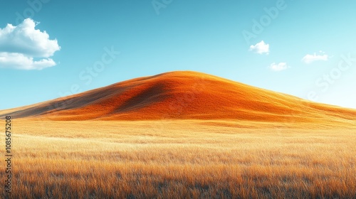 Serene landscape with a golden hill under a clear blue sky.