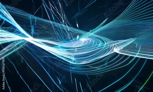 Abstract Neon Matrix Streams: Digital Futuristic Background Loop photo