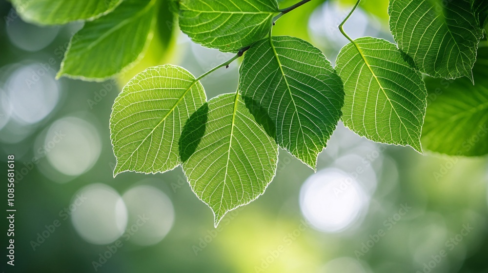 Close-Up Macro Shot of Vibrant Green Leaves with Soft Blurred Background for Nature and Freshness Themes Close-Up Macro Shot of Vibrant Green Leaves with Soft Blurred Background for Nature and Freshness Themes