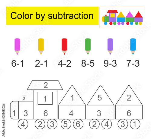 Coloring pages. Color by subtraction. Vector illustration for children education.