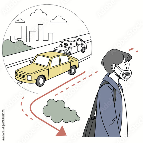 car pollution vector illustration art 