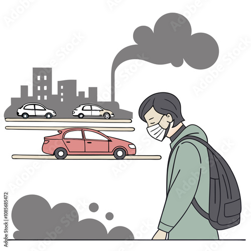 car pollution vector illustration art 