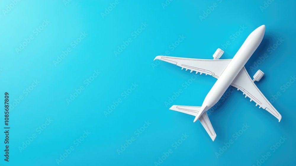 White Airplane Model on a Blue Background White Airplane Model on a Blue Background