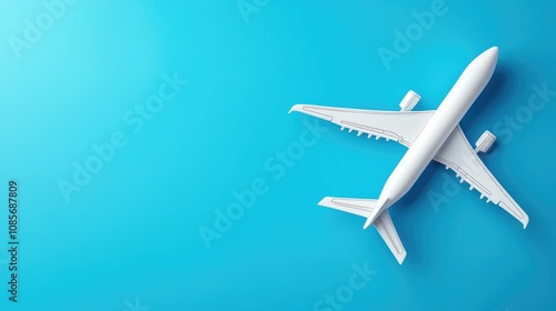 Wallpaper Mural White Airplane Model on a Blue Background Torontodigital.ca