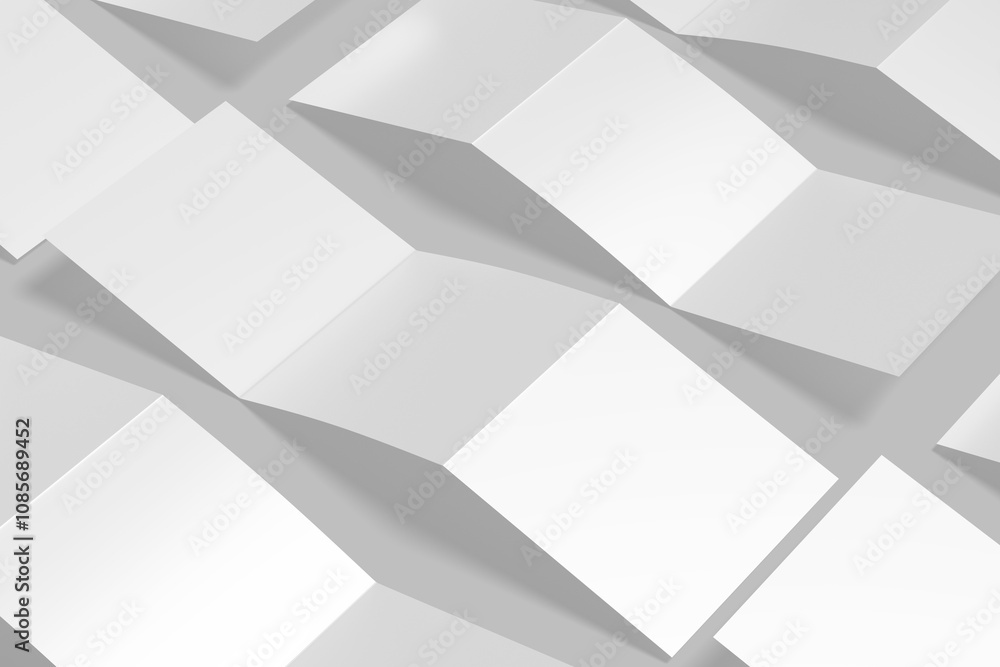 Fototapeta premium Square Z fold Brochure 3D illustration for mockup