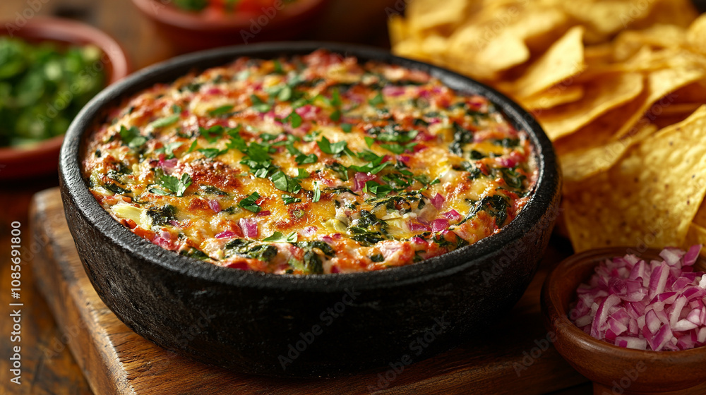 creamy cheesy spinach and artichoke dip served with crispy tortilla chips perfect for parties, gatherings, or a cozy snack to share with friends and family creamy cheesy spinach and artichoke dip served with crispy tortilla chips perfect for parties, gatherings, or a cozy snack to share with friends and family