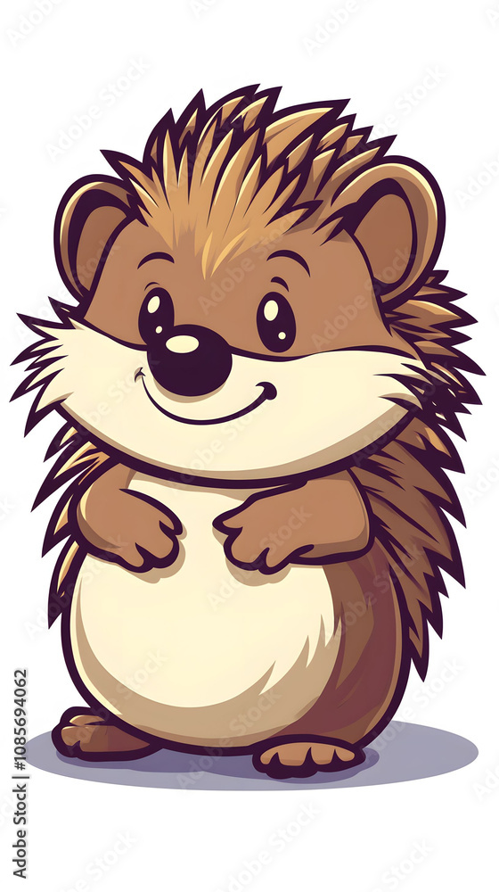Smiling cartoon lion cub with a cute hedgehog vector illustration Smiling cartoon lion cub with a cute hedgehog vector illustration