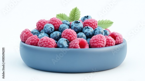 Pancakes with Blueberries and Raspberries Isolated