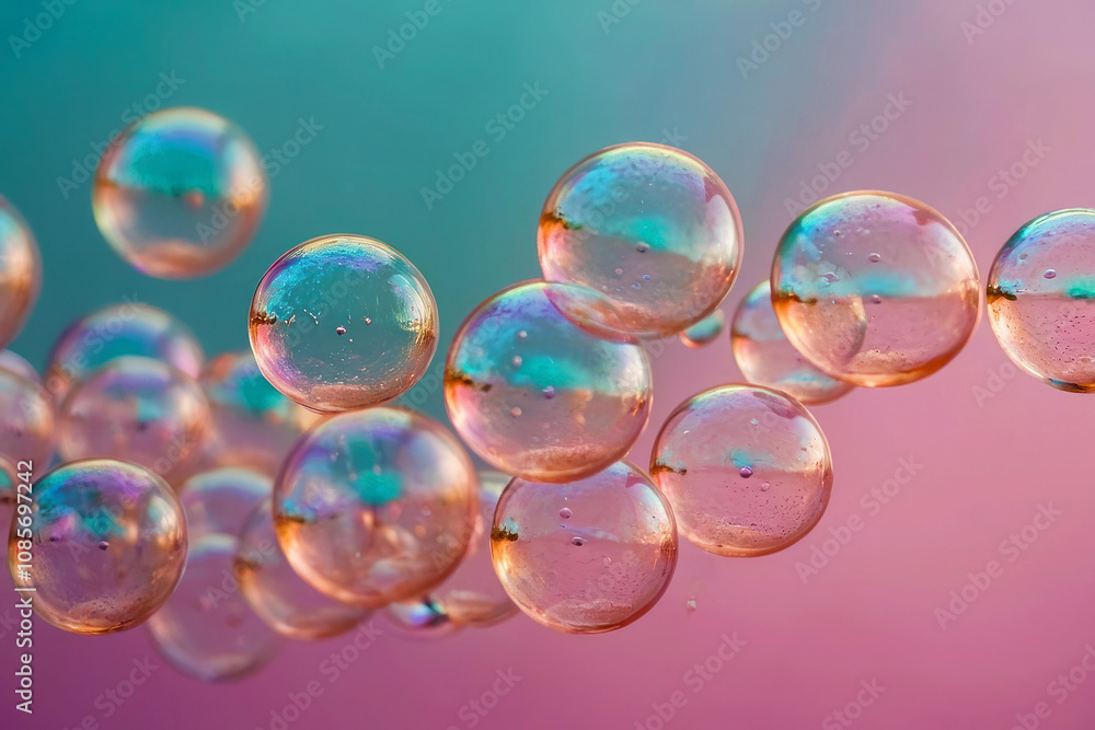 3D render holographic chrome Y2K element. Liquid metal, shiny bubbles in the air with a pinkish hue. The bubbles are floating in the air and are of different sizes. 3D render holographic chrome Y2K element. Liquid metal, shiny bubbles in the air with a pinkish hue. The bubbles are floating in the air and are of different sizes.