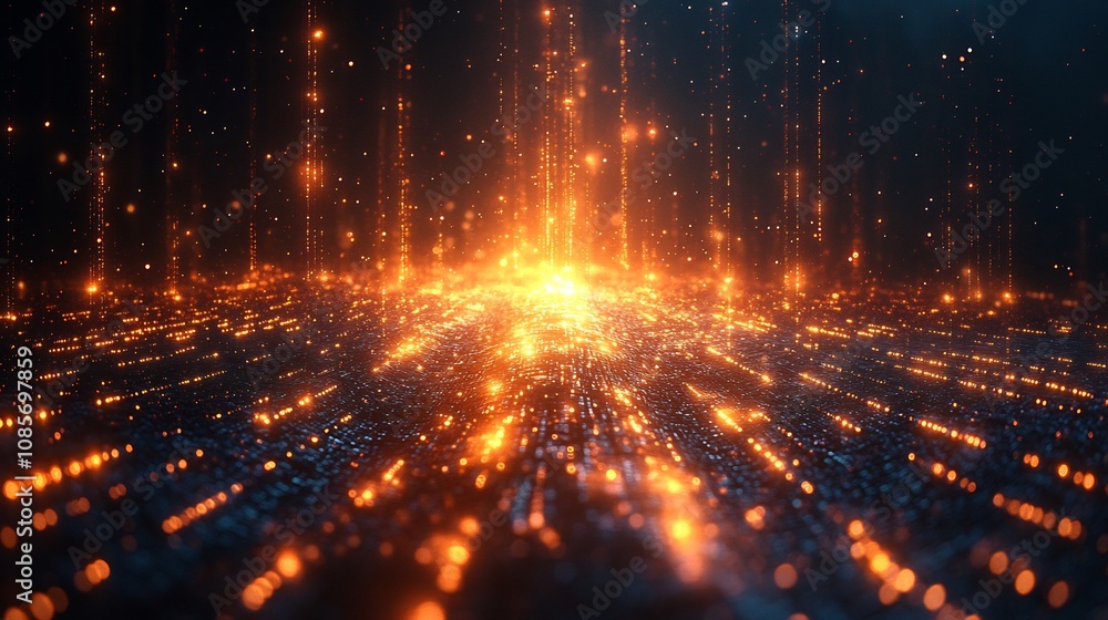 Fototapeta premium Data mining conceptual art multilayered analytics grids glowing knowledge pathways interactive extraction nodes