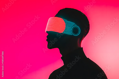 Homme portant un casque de réalité virtuelle photo