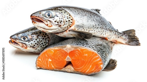 Salmon Seafood Isolated on White