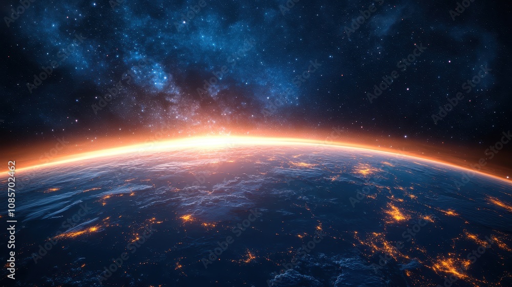 Fototapeta premium Neon earth astronomy universe outdoors.