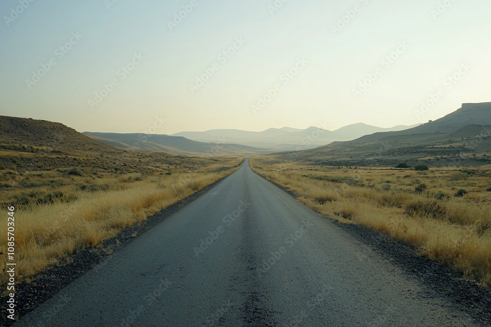Fototapeta premium Endless Road Stretching Through a Serene Landscape