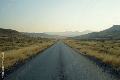 Endless Road Stretching Through a Serene Landscape