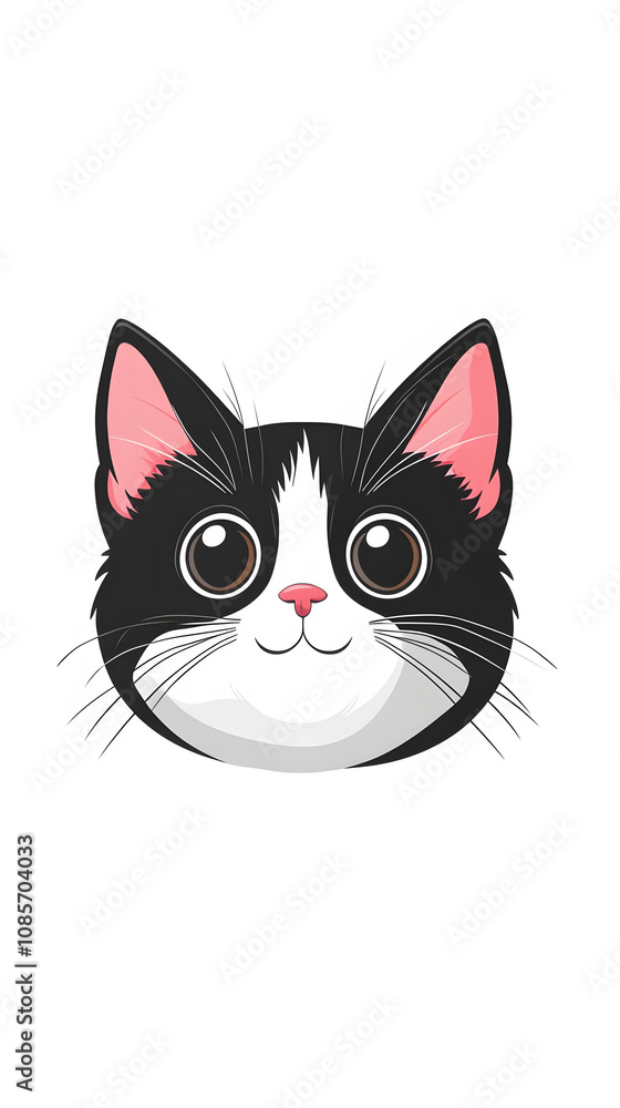 Smiling cartoon kitty sitting with a mouse, a cute and funny feline character Smiling cartoon kitty sitting with a mouse, a cute and funny feline character