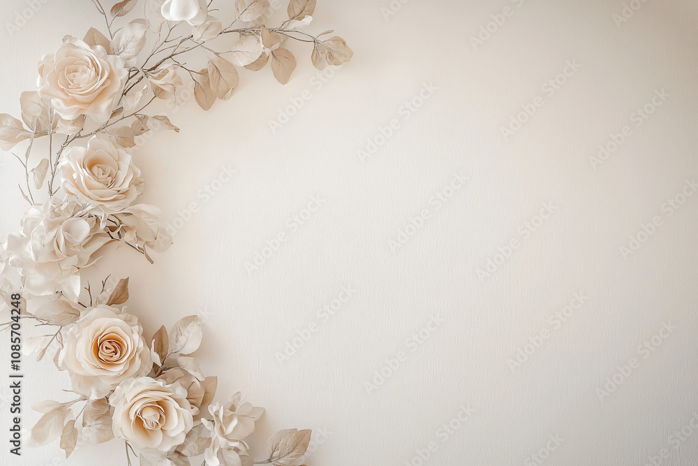 Elegant Floral Arrangement on Soft Neutral Background Elegant Floral Arrangement on Soft Neutral Background