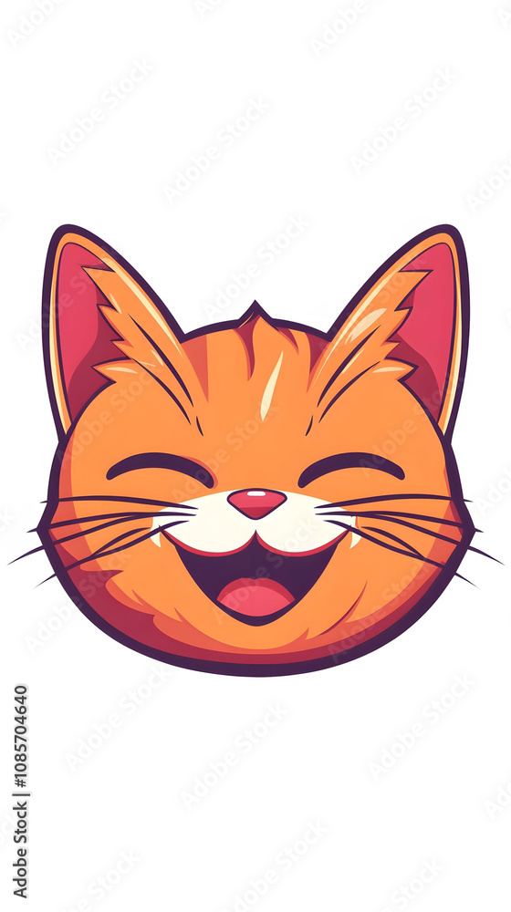 Smiling cartoon kitty sitting with a mouse, a cute and funny feline character Smiling cartoon kitty sitting with a mouse, a cute and funny feline character