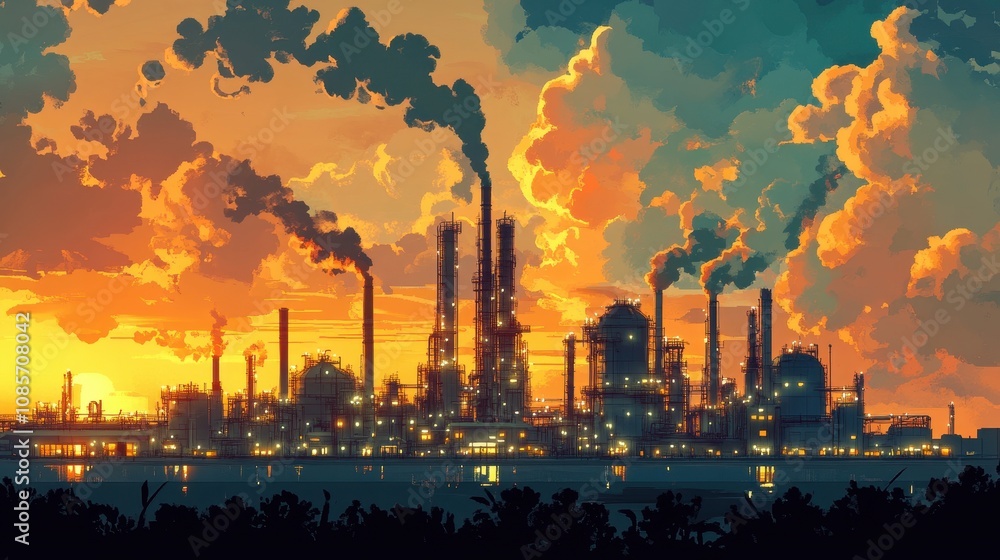 Refinery factory architecture industry. Refinery factory architecture industry.